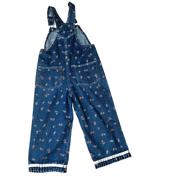 Vintage Disney's Winnie the Pooh bear embroidered denim overalls floral size 7/8 - Picture 2 of 8